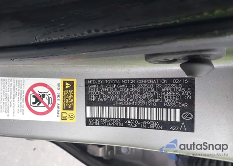 2016 Lexus Ct 200H from USA, damaged, VIN JTHKD5BH1G2271918